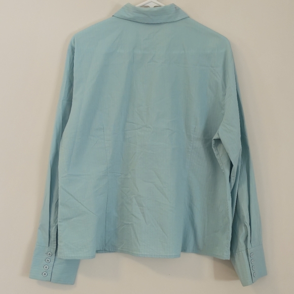 Ricki’s XXL Blouse Blue Button Up Textured Business Casual Office Chic Coastal - Picture 12 of 12